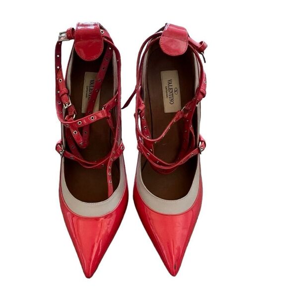 VALENTINO GARAVANI Patent Love Latch 100mm Pumps Deep Coral Poudre - Picture 5 of 7